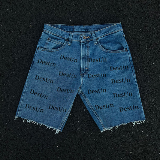 Dest/n Scattered Logo Jean Shorts (Dark Blue)
